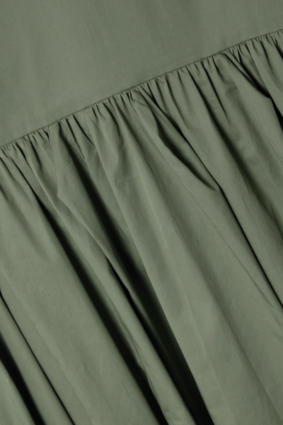Shop Tibi Organic Cotton-poplin Midi Dress In Army Green