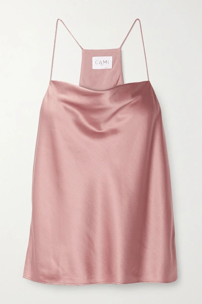 Shop Cami Nyc The Aggie Draped Silk-blend Charmeuse Camisole In Antique Rose