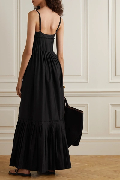 Shop A.l.c . X Petra Flannery Esdell Pleated Cotton-blend Poplin Maxi Dress In Black