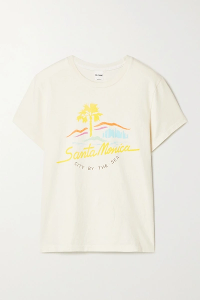 Shop Re/done 70s Printed Cotton-jersey T-shirt In Ivory
