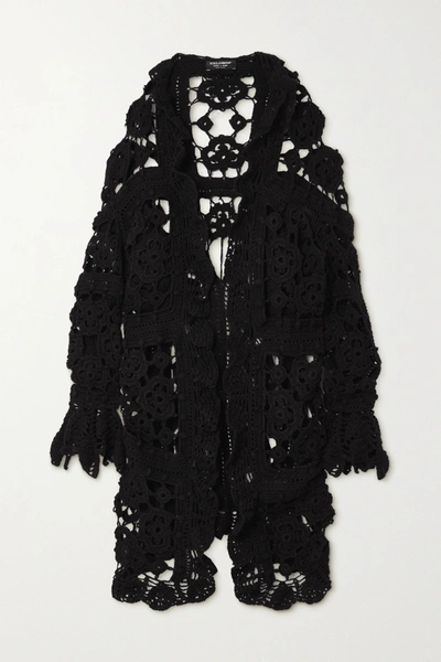 Shop Dolce & Gabbana Crocheted Wool Cardigan In Black