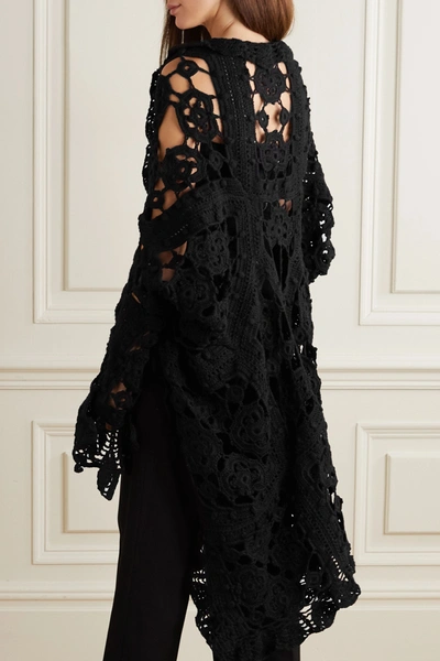 Shop Dolce & Gabbana Crocheted Wool Cardigan In Black