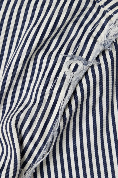 Shop Denimist Distressed Striped Cotton-twill Shirt In Navy