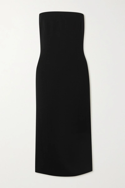 Shop Givenchy Strapless Crepe Midi Dress In Black