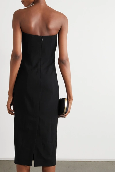 Shop Givenchy Strapless Crepe Midi Dress In Black