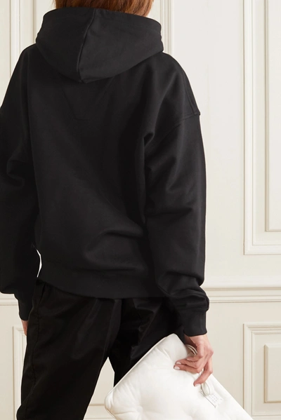 Shop Dion Lee Chain-embellished Ruched Cotton-jersey Hoodie In Black