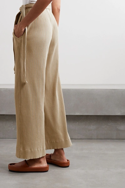 Lhasa Ribbed Organic Cotton-jersey Wide-leg Pants In Ecru