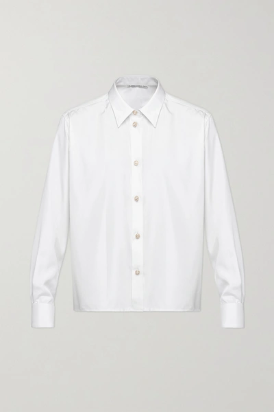 Shop Alessandra Rich Embellished Silk Shirt In White