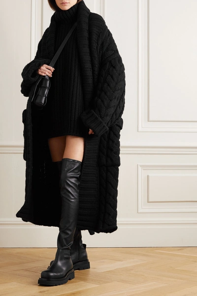 Shop Dolce & Gabbana Ribbed Wool And Cashmere-blend Turtleneck Mini Dress In Black