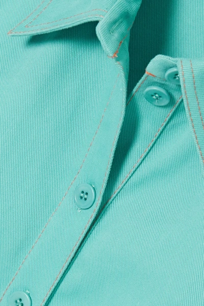 Shop Stine Goya + Net Sustain Carli Belted Cotton-twill Mini Shirt Dress In Light Blue