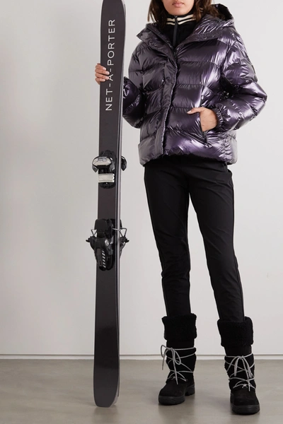 Shop Bogner Fire+ice Ranja Oversized Cropped Hooded Metallic Quilted Ski Jacket In Purple