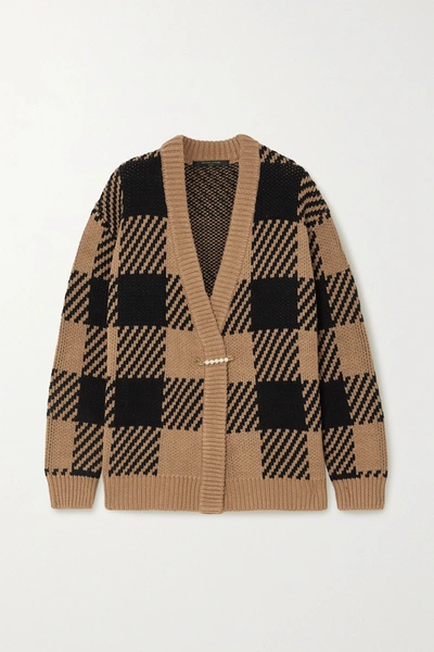 MOTHER OF PEARL Blake oversized checked organic cotton and wool-blend cardigan 