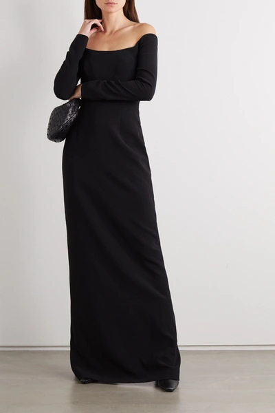 Shop Carolina Herrera Off-the-shoulder Crepe Gown In Black