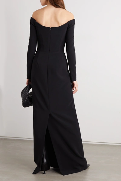 Shop Carolina Herrera Off-the-shoulder Crepe Gown In Black