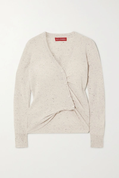 Shop Altuzarra Takara Gathered Button-embellished Cashmere Sweater In Ivory