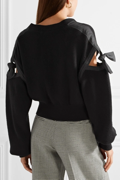 Shop Adeam Tie-detailed Cotton-blend Cardigan In Black