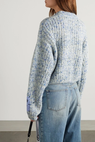Shop Mcq By Alexander Mcqueen Appliquéd Wool-blend Sweater In Blue