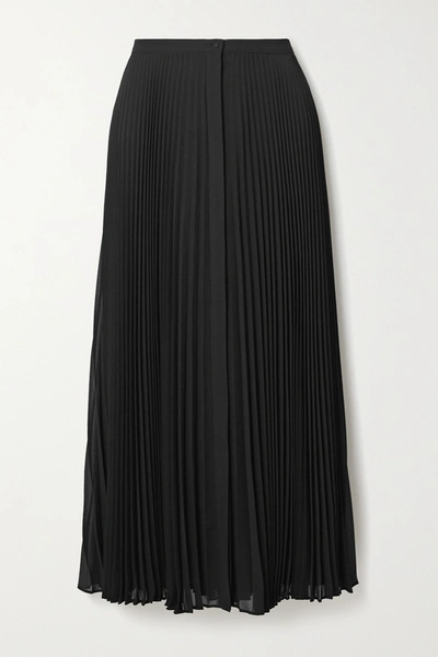 Shop Theory Pleated Georgette Midi Skirt In Black