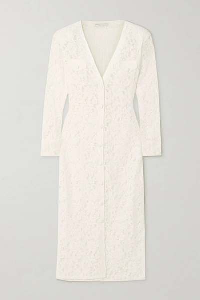 Shop Alessandra Rich Corded Lace Midi Dress In White