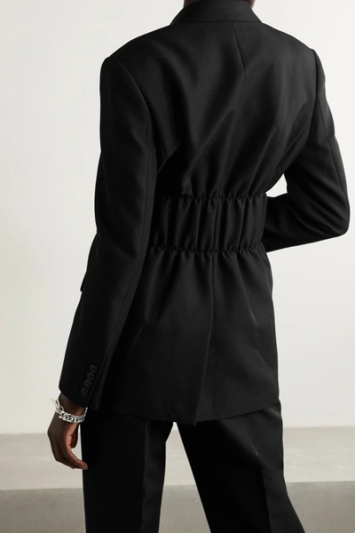 Shop Alexander Wang Ruched Wool-blend Twill Blazer In Black