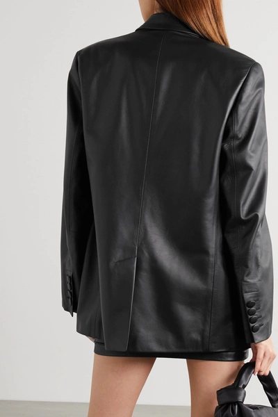 Shop Attico Leather Blazer In Black