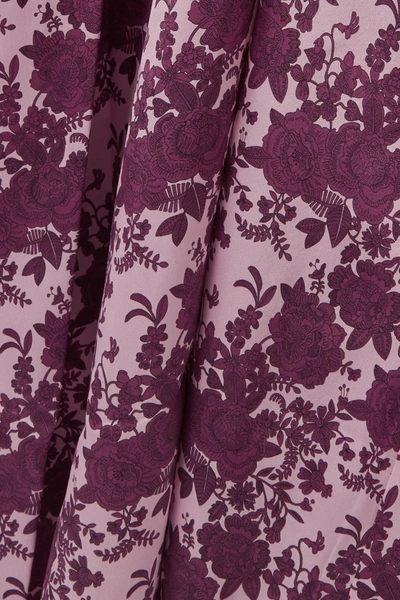 Shop The Vampire's Wife Belted Floral-print Silk-satin Maxi Dress In Magenta
