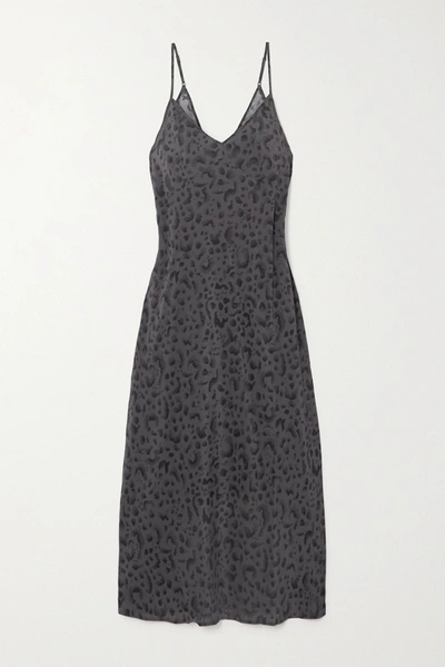 Shop Ksubi Arkanum Leopard-print Silk-crepe Midi Dress In Black
