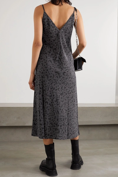 Shop Ksubi Arkanum Leopard-print Silk-crepe Midi Dress In Black
