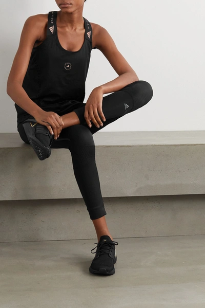 Shop Adidas By Stella Mccartney Truepurpose Perforated Stretch-jersey Tank In Black