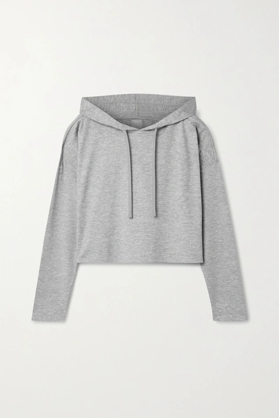 Shop We Over Me The Zen Cropped Stretch-jersey Hoodie In Gray