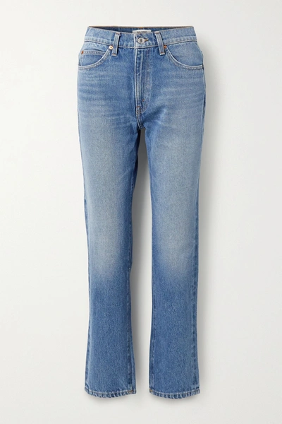 Shop Re/done '70s High-rise Straight-leg Jeans In Blue
