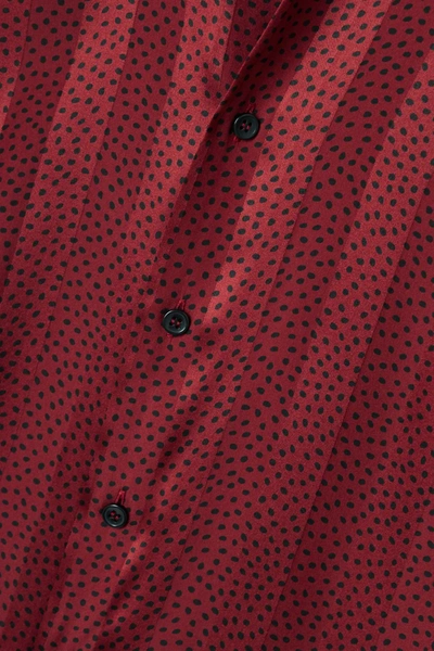 Shop Saint Laurent Polka-dot Silk-satin Jacquard Shirt In Brick