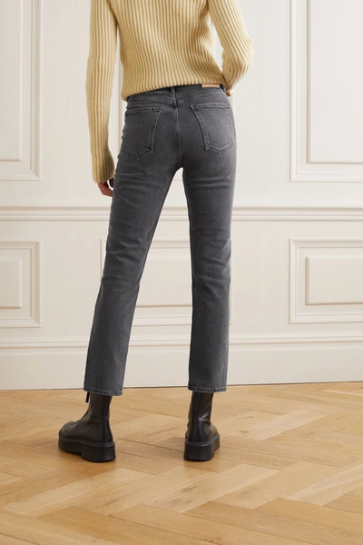 Shop Citizens Of Humanity Charlotte Cropped High-rise Straight-leg Jeans In Dark Gray
