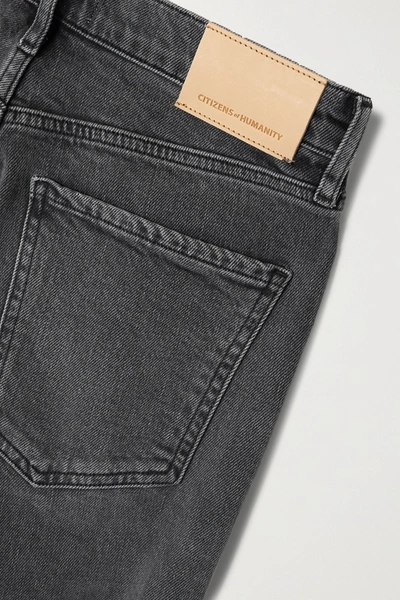 Shop Citizens Of Humanity Charlotte Cropped High-rise Straight-leg Jeans In Dark Gray