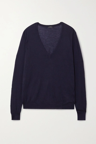 Shop Joseph Cashmere Sweater In Navy