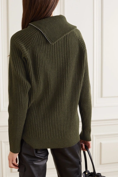 Shop Holzweiler Ekornes Ribbed Wool Sweater In Dark Green