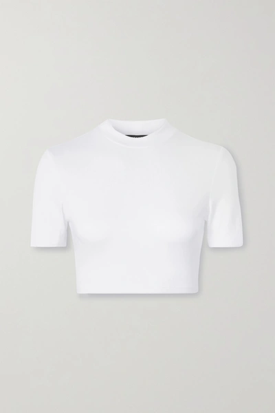 Shop Twenty Montreal Mackay Cropped Ribbed Jersey T-shirt In White