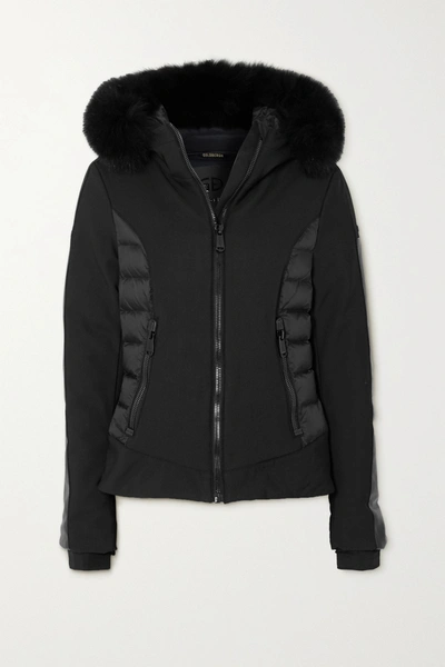 Shop Goldbergh Kaja Hooded Faux Fur-trimmed Paneled Down Ski Jacket In Black