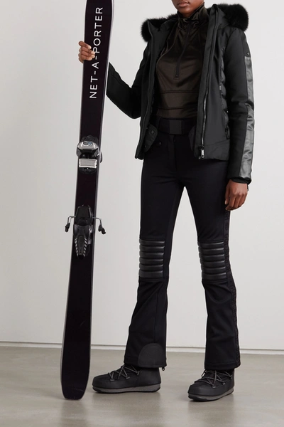 Shop Goldbergh Kaja Hooded Faux Fur-trimmed Paneled Down Ski Jacket In Black