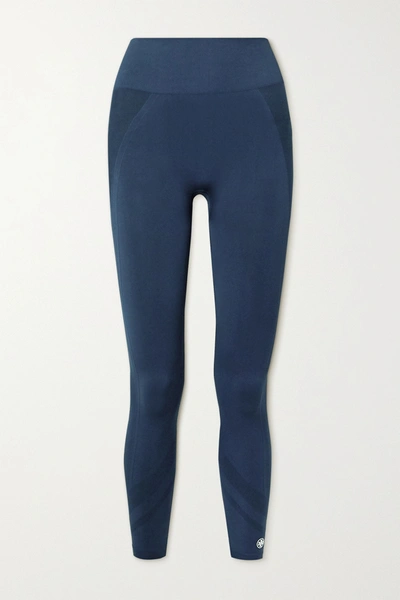 Shop Tory Sport Seamless Stretch Leggings In Navy