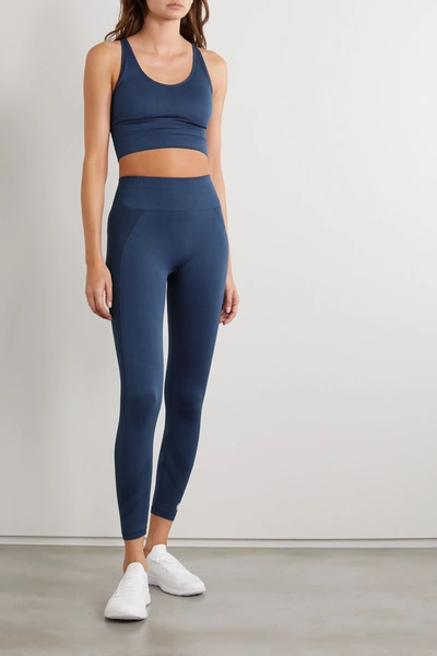 Shop Tory Sport Seamless Stretch Leggings In Navy