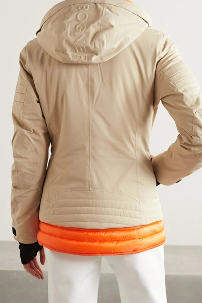 Shop Bogner Rikela Hooded Layered Quilted Ski Jacket In Beige