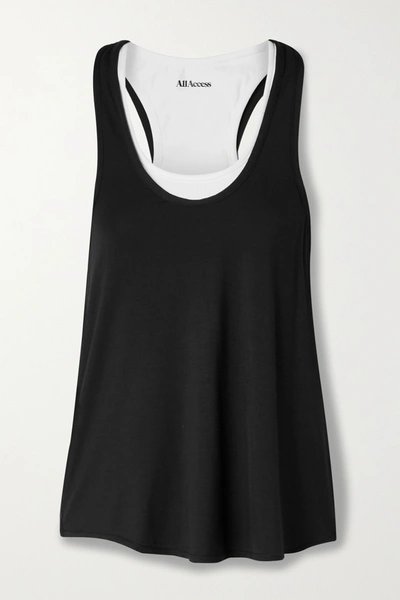 Shop All Access Duet Layered Stretch-modal Jersey Tank In Black