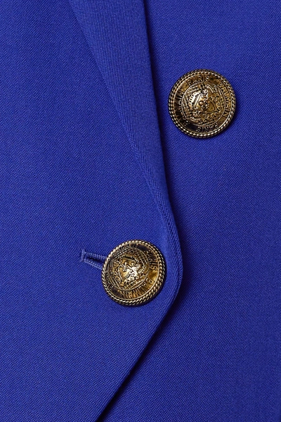 Shop Balmain Double-breasted Wool Blazer In Royal Blue