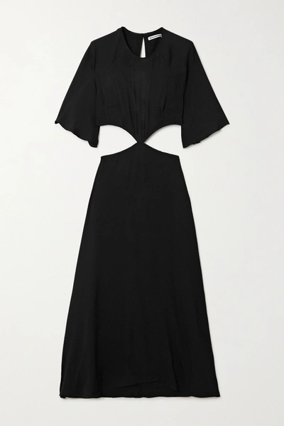 Shop Reformation Benny Cutout Crepe Midi Dress In Black