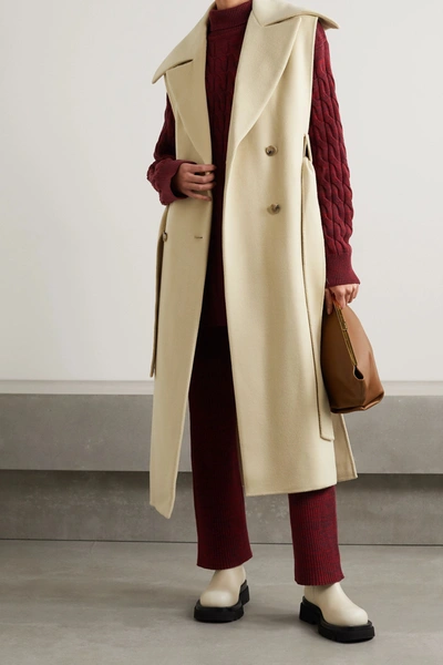 NANUSHKA NURA DOUBLE-BREASTED BELTED WOOL AND SILK-BLEND FELT VEST 