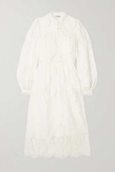 Shop Temperley London Judy Broderie Anglaise Poplin Midi Dress In White