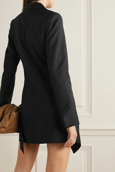 Shop Anna Quan Valentina Draped Wool Wrap Mini Dress In Black