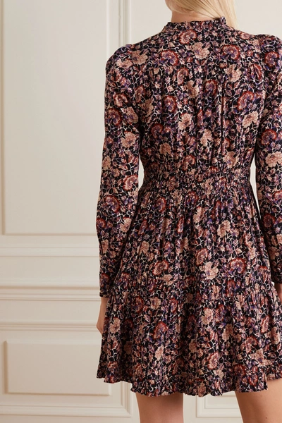 Shop Ulla Johnson Liv Ruffled Tiered Floral-print Cotton-blend Voile Mini Dress In Plum