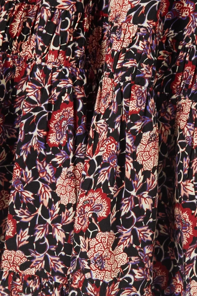 Shop Ulla Johnson Liv Ruffled Tiered Floral-print Cotton-blend Voile Mini Dress In Plum